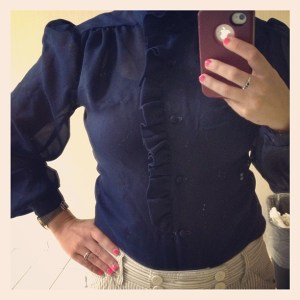 The ruffles on this sheer blue top make me swoon every time I wear it!