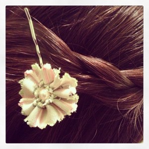 She even keeps my hair stylish with her pretty hairbows made from vintage fabric scraps!