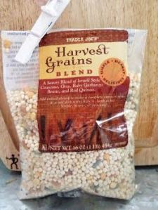 The blend includes Israeli couscous, orzo, baby garbanzo beans & red quinoa. 